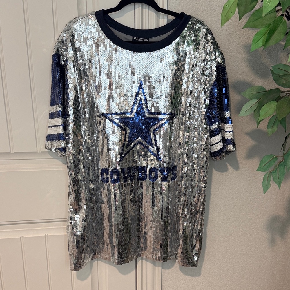 Sequin Cowboys Shirt/Mini Dress